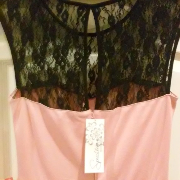 Pink & Black Lace PEPLUM DRESS SZ. M - Picture 5 of 7
